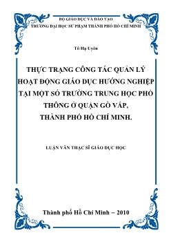 Thực trạng công tác quản lý hoạt động giáo dục hướng nghiệp tại một số trường Trung học phổ thông ở Quận Gò Vấp, Thành phố Hồ Chí Minh