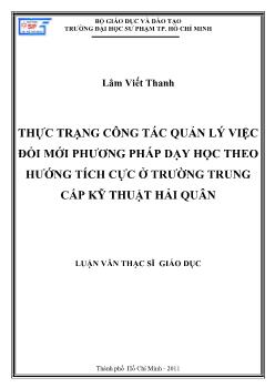 Thực trạng công tác quản lý việc đổi mới phương pháp dạy học theo hướng tích cực ở trường Trung cấp kỹ thuật Hải Quân