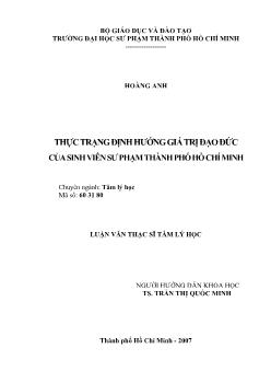 Thực trạng định hướng giá trị đạo đức của SV Sư phạm TP.HCM