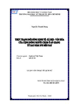 Thực trạng đời sống kinh tế - Xã hội - văn hóa của cộng đồng người Chăm ở An Giang từ sau năm 1975 đến nay