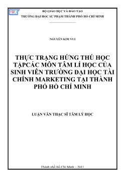 Thực trạng hứng thú học tập các môn Tâm lí học của sinh viên trường đại học tài chính Marketing tại Thành phố Hồ Chí Minh