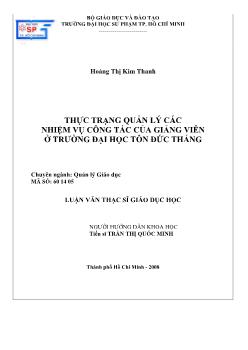 Thực trạng quản lý các nhiệm vụ công tác của giảng viên ở trường Đại học Tôn Đức Thắng