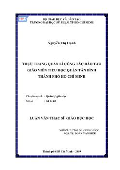 Thực trạng quản lý công tác đào tạo giáo viên tiểu học quận Tân Bình, TP.HCM