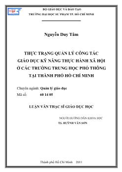 Thực trạng quản lý công tác giáo dục kỹ năng thự hành xã hội ở các trường trung học phổ thông tại Thành phố Hồ Chí Minh