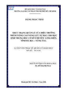 Thực trạng quản lý của hiệu trưởng nhằm nâng cao năng lực tự học cho học sinh trung học cơ sở ở huyện Long Điền, tỉnh Bà Rịa - Vũng Tàu