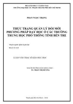 Thực trạng quản lý đổi mới phương pháp dạy học ở các trường trung học phổ thông tỉnh Bến Tre