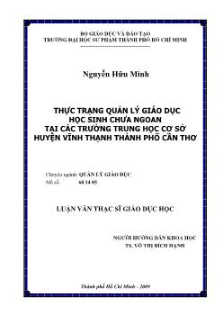 Thực trạng quản lý giáo dục học sinh chưa ngoan tại các trường Trung học cơ sở huyện Vĩnh Thạnh thành phố Cần Thơ