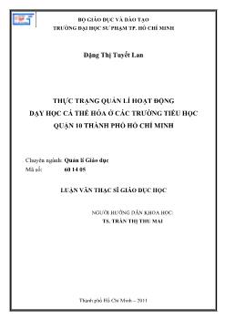 Thực trạng quản lý hoạt động dạy học cá thể hóa ở các trường tiểu học quận 10 Thành phố Hồ Chí Minh