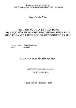 Thực trạng quản lý hoạt động dạy học môn tiếng Anh theo chương trình Sách Giáo Khoa mới trung học cơ sở thành phố Cà Mau