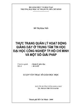 Thực trạng quản lý hoạt động giảng dạy ở trung tâm tin học đại học công nghiệp TP.HCM và một số giải pháp