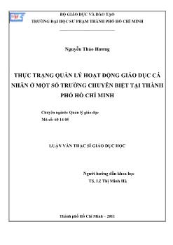 Thực trạng quản lý hoạt động giáo dục cá nhân ở một số trường chuyên biệt tại Thành phố Hồ Chí Minh