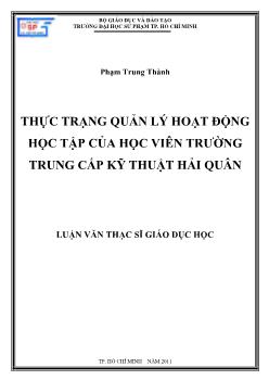 Thực trạng quản lý hoạt động học tập của học viên trường Trung cấp kỹ thuật hải quân