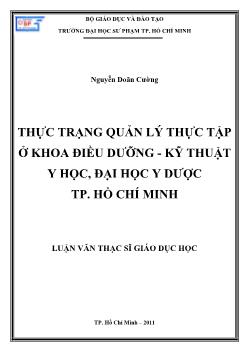 Thực trạng quản lý thực tập ở khoa điều dưỡng - Kỹ thuật y học, đại học y dược TP. Hồ Chí Minh
