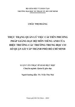 Thực trạng quản lý việc cải tiến phương pháp giảng dạy bộ môn tiếng Anh của hiệu trưởng các trường trung học cơ sở quận Gò Vấp TP.HCM