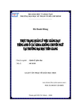 Thực trạng quản lý việc giảng dạy tiếng Anh ở các khoa không chuyên ngữ tại Trường Đại học An Giang