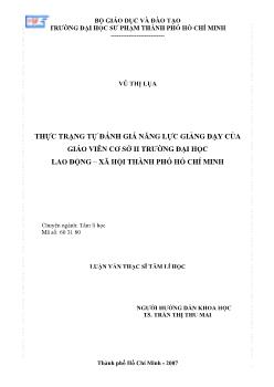 Thực trạng tự đánh giá năng lực giảng dạy của giáo viên cơ sở II trường Đại học lao động – xã hội TP.HCM
