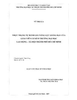 Thực trạng tự đánh giá năng lực giảng dạy của Giáo viên cơ sở II Trường Đại học Lao động - Xã hội TP.HCM