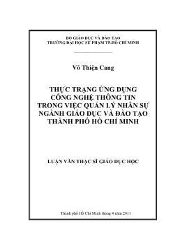 Thực trạng ứng dụng công nghệ thông tin trong việc quản lý nhân sự ngành giáo dục và đào tạo TP.HCM