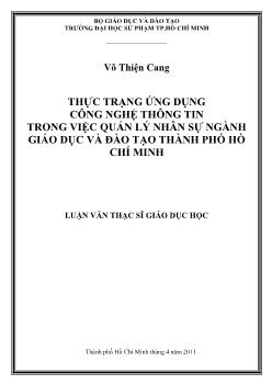 Thực trạng ứng dụng công nghệ thông tin trong việc quản lý nhân sự ngành giáo dục và đào tạo thành phố Hồ Chí Minh