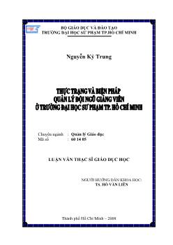 Thực trạng và biện pháp quản lý đội ngũ giảng viên ở trường Đại học Sư phạm TP.HCM