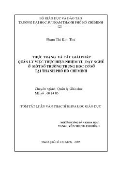 Thực trạng và các giải pháp quản lý việc thực hiện nhiệm vụ dạy nghề ở một số trường trung học cơ sở tại TP.HCM