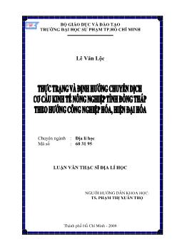 Thực trạng và định hướng chuyển dịch cơ cấu kinh tế nông nghiệp tỉnh Đồng Tháp theo hướng công nghiệp hóa, hiện đại hóa