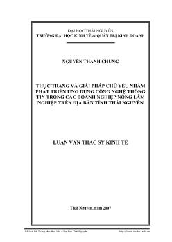 Thực trạng và giải pháp chủ yếu nhằm phát triển ứng dụng công nghệ thông tin trong các doanh nghiệp nông lâm nghiệp trên địa bàn tỉnh Thái Nguyên