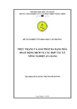 Thực trạng và giải pháp đa dạng hóa hoạt động dịch vụ các hợp tác xã nông nghiệp An Giang