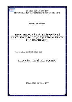 Thực trạng và giải pháp quản lý chất lượng đào tạo tại Trung tâm dạy nghề ở TP.HCM