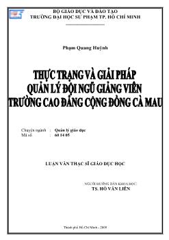 Thực trạng và giải pháp quản lý đội ngũ giảng viên trường cao đẳng cộng đồng Cà Mau