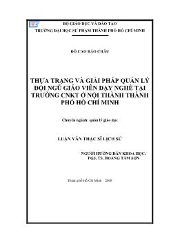 Thực trạng và giải pháp quản lý đội ngũ giáo viên dạy nghề tại Công nhân kỹ thuật (CNKT) ở nội thành TP.HCM