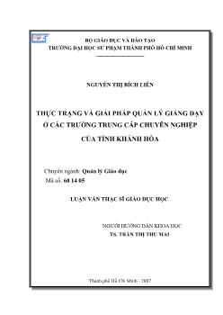 Thực trạng và giải pháp quản lý giảng dạy ở các trường trung cấp chuyên nghiệp của tỉnh Khánh Hòa