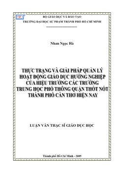 Thực trạng và giải pháp quản lý hoạt động giáo dục hướng nghiệp của hiệu trưởng các trường Trung học phổ thông (THPT) Quận Thốt Nốt thành phố Cần Thơ hiện nay