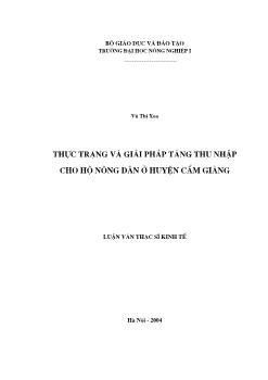 Thực trạng và giải pháp tăng thu nhập cho hộ nông dân ở Huyện Cẩm Giàng