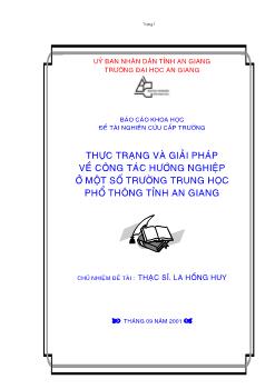 Thực trạng và giải pháp về công tác hướng nghiệp ở một số trường Trung học phổ thông (THPT) tỉnh An Giang