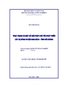 Thực trạng và một số giải pháp chủ yếu phát triển cây vụ đông huyện Nam Sách tỉnh Hải Dương