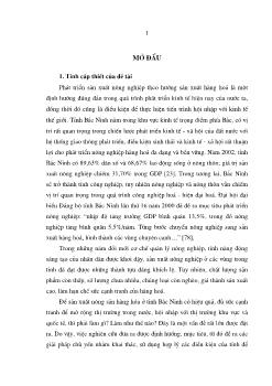 Thực trạng và những giải pháp chủ yếu nhằm phát triển sản xuất nông sản hàng hoá ở Tỉnh Bắc ninh