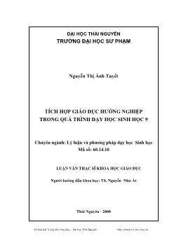 Tích hợp giáo dục hướng nghiệp trong quá trình dạy học sinh 9