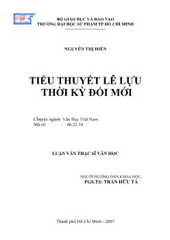 Tiểu thuyết Lê Lựu thời kỳ đổi mới