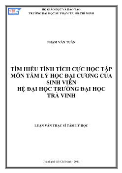 Tìm hiểu tính tích cực học tập môn tâm lý học đại cương của sinh viên hệ đại học trường Đại học Trà Vinh
