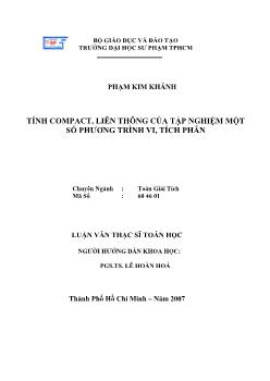 Tính compact, liên thông của tập nghiệm một số phương trình vi, tích phân