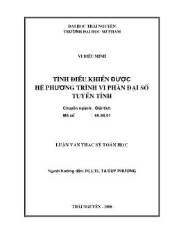 Tính điều khiển được hệ phương trình vi phân đại số tuyến tính