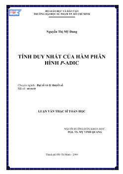 Tính duy nhất của hàm phân hình P-Adic