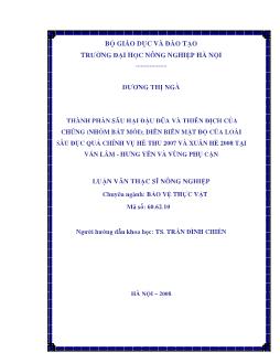 Tình hình sâu hại Đậu đũa và thiên địch của chúng (nhóm bắt mồi), Diễn biến mật độ của loài sâu đục quả chính vụ Hè thu 2007 và vụ Xuân hè 2008 tại Văn Lâm - Hưng Yên và vùng phụ cận