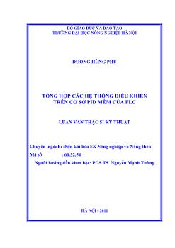 Tổng hợp các hệ thống điều khiển trên cơ sở PID mềm của PLC