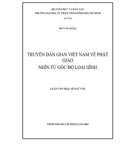 Truyện dân gian Việt Nam về Phật Giáo nhìn từ góc độ loại hình
