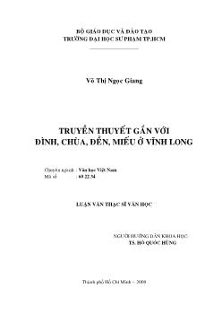 Truyền thuyết gắn với đình, chùa, đền, miếu ở Vĩnh Long