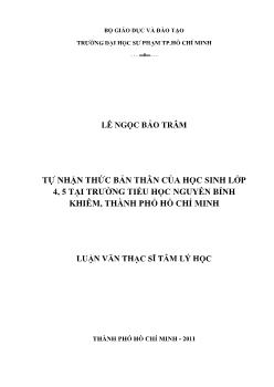 Tự nhận thức bản thân của học sinh lớp 4,5 trường tiểu học Nguyễn Bỉnh Khiêm, Thành phố Hồ Chí Minh