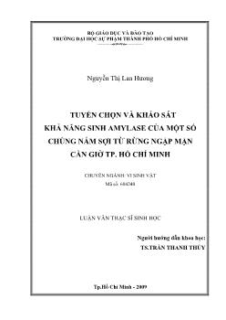 Tuyển chọn và khảo sát khả năng sinh Amylase của một số chủng nấm sợi từ rừng ngập mặn Cần Giờ TP.HCM