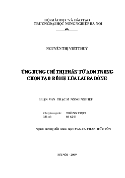 Ứng dụng chỉ thị phân tử ADN trong chọn tạo bố mẹ lúa lai 3 dòng